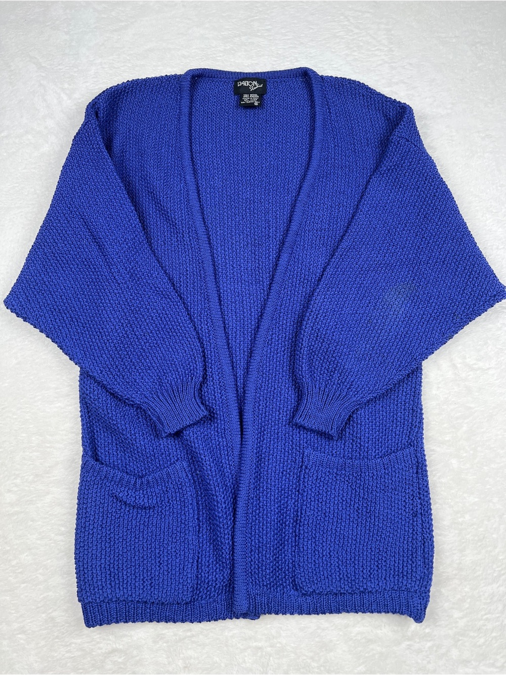 Vintage Dalton Studio Wool Cardigan Sweater XS Royal Blue Italy Oversized
